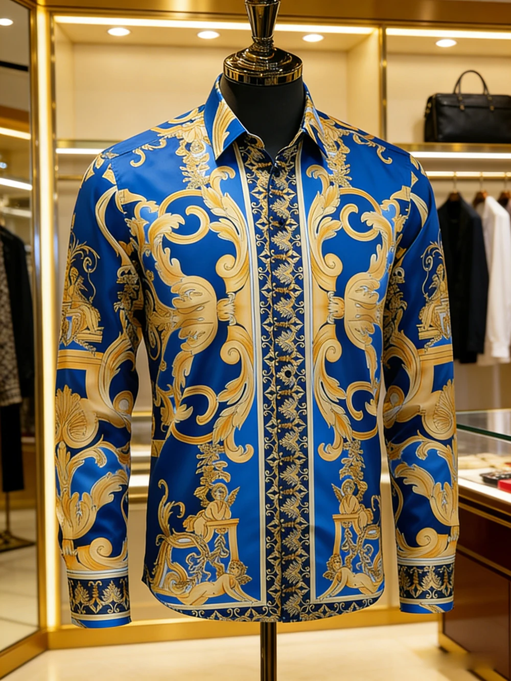 Men's Light Luxury Long Sleeve Shirt European Retro Colorful 3D Printed Shirt Hawaiian Vacation Business Men's Clothing for You