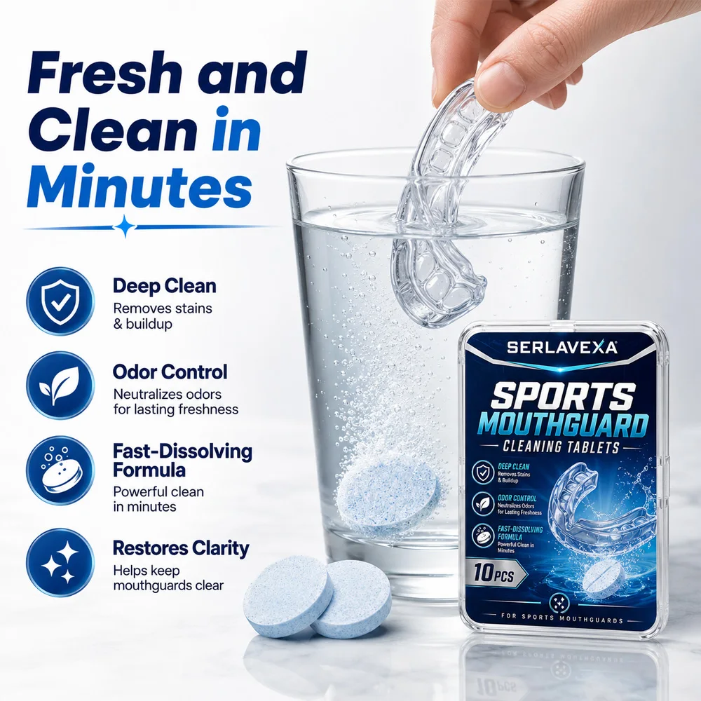 10PCS Sports Mouthguard Cleaning Tablets Fast Dissolving Fresh Care for Retainers Aligners Night Guards Dental Appliances