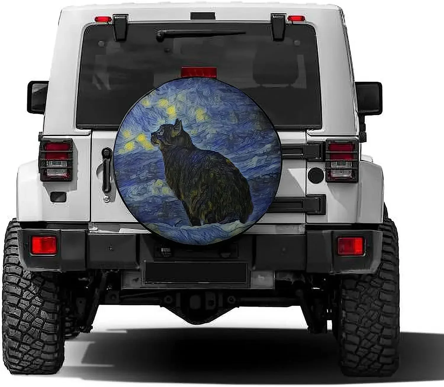 Arte abstrata pintura de gato capa de pneu sobressalente protetores de roda água à prova de poeira universal apto para rv suv caminhão campista viagem