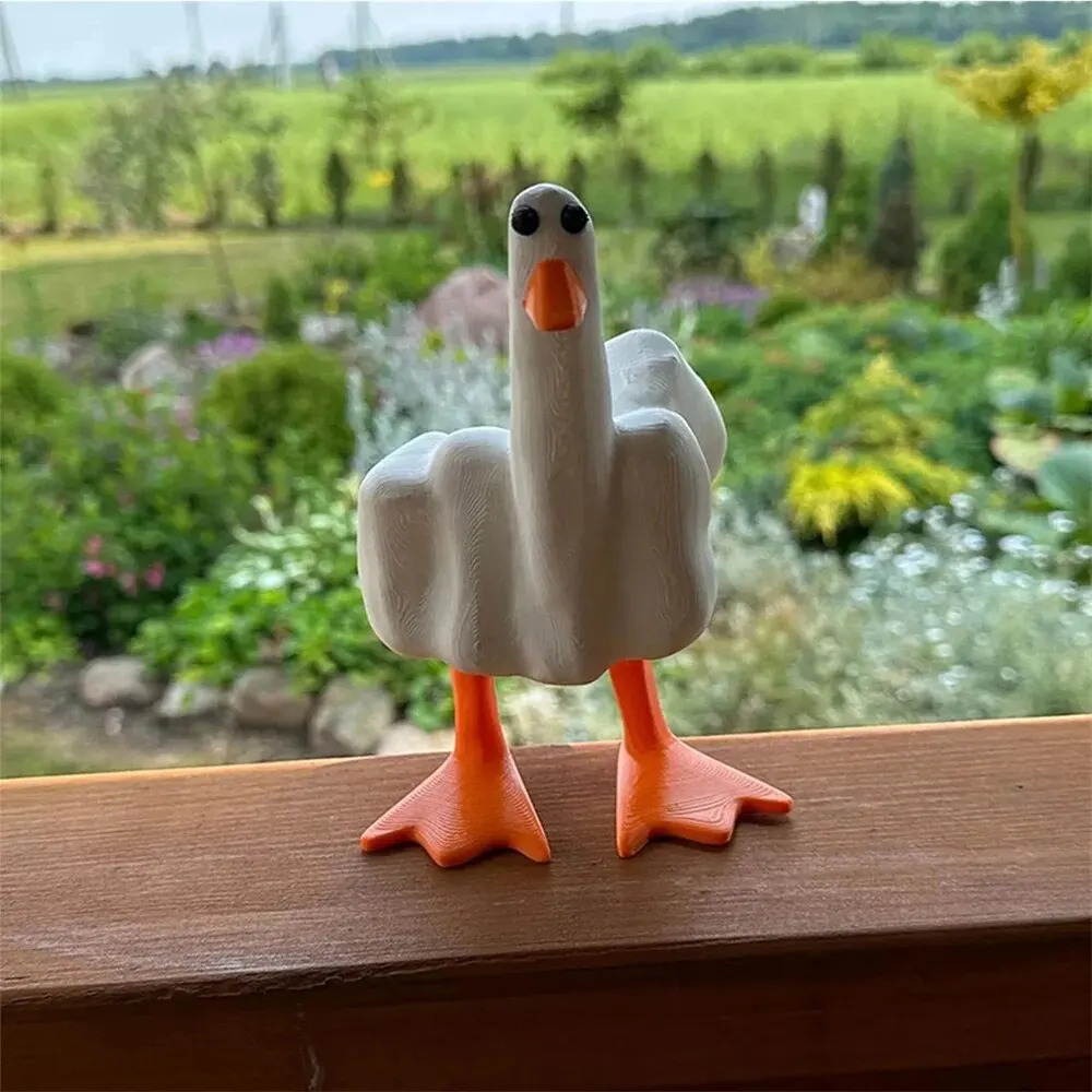 Middle Finger Duck You Figurine Middle Finger Desk Decor Funny Garden Decor Statues Figurines Ornaments for Home, Patio,Yard