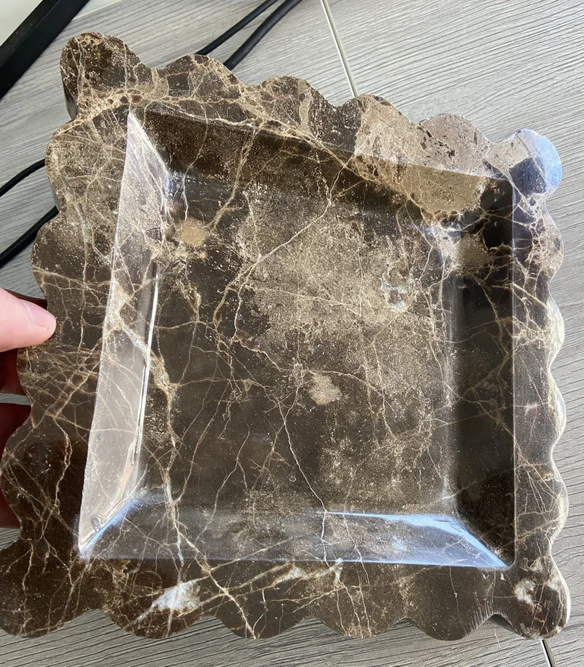 Square Scallop Tray Travertine Beige Yellow Purple VOLAKAS Jazz White Marble Stone jewelry Trinkets Catchall Dish