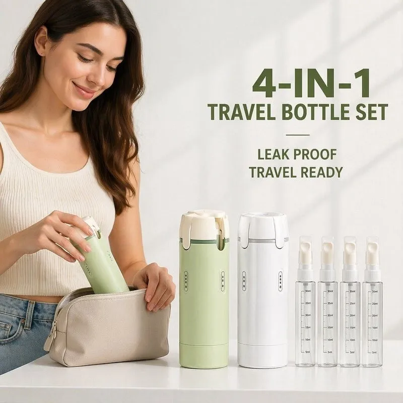 Travel Bottles Set Leak Proof Refillable Toiletries Container 4 In 1 Portable Botol Travel