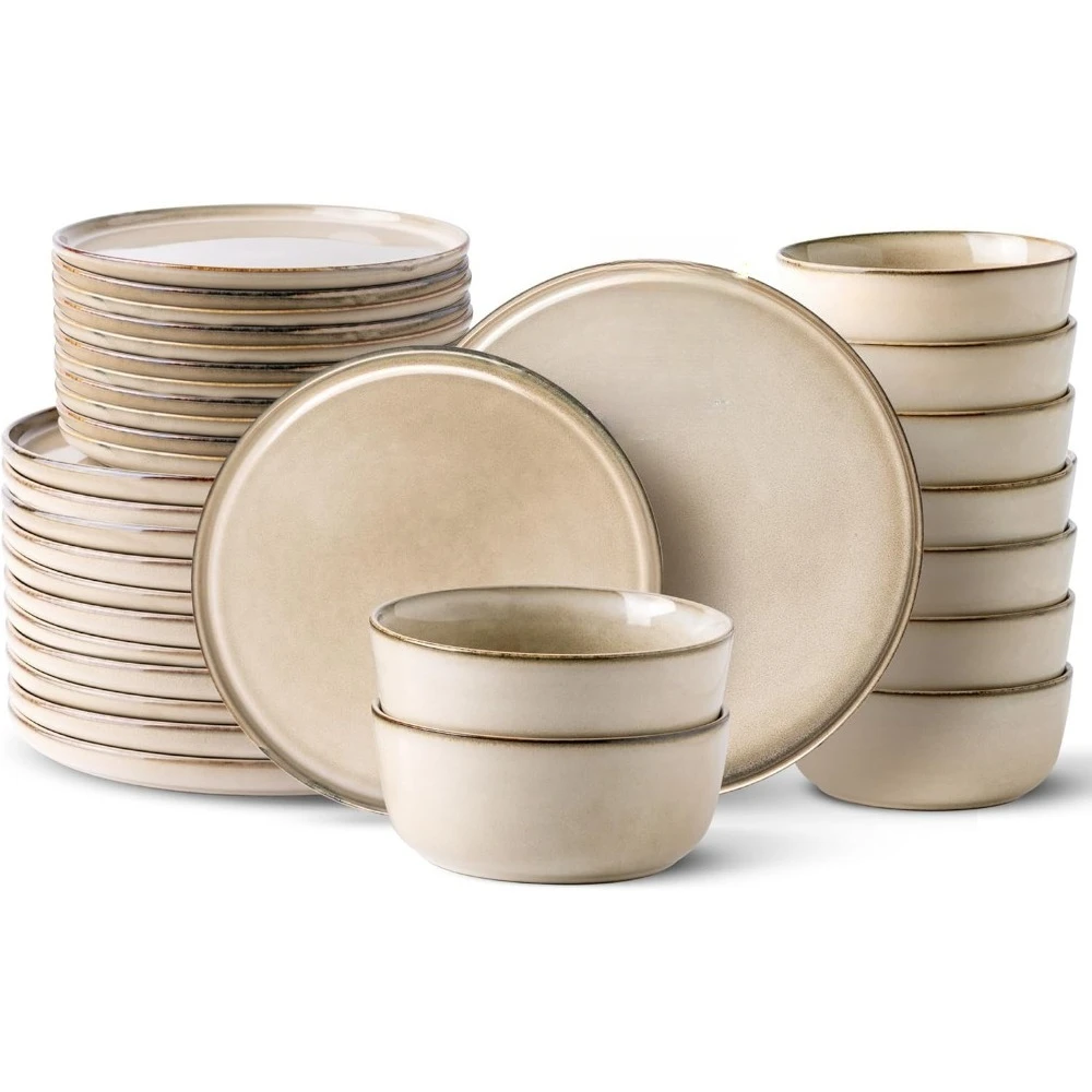 

Dinnerware Sets, 36 Pieces Stoneware Plates And Bowls Sets, Reactive Glaze Dishes -scratch Resistant,Dinnerware Sets