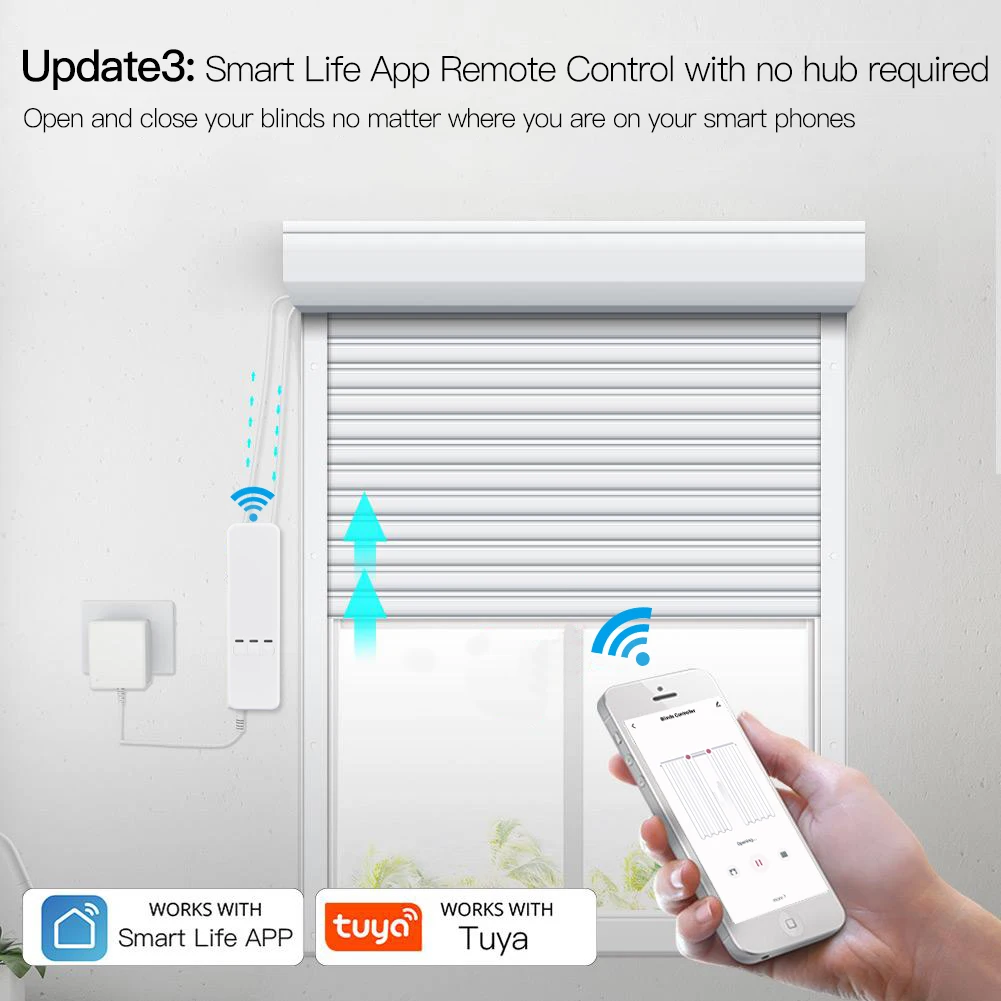 Tuya WiFi Smart Motor Electric Chain Roller Blinds Shade Shutter Drive RF Remote Kit Smart Life App via Alexa Google