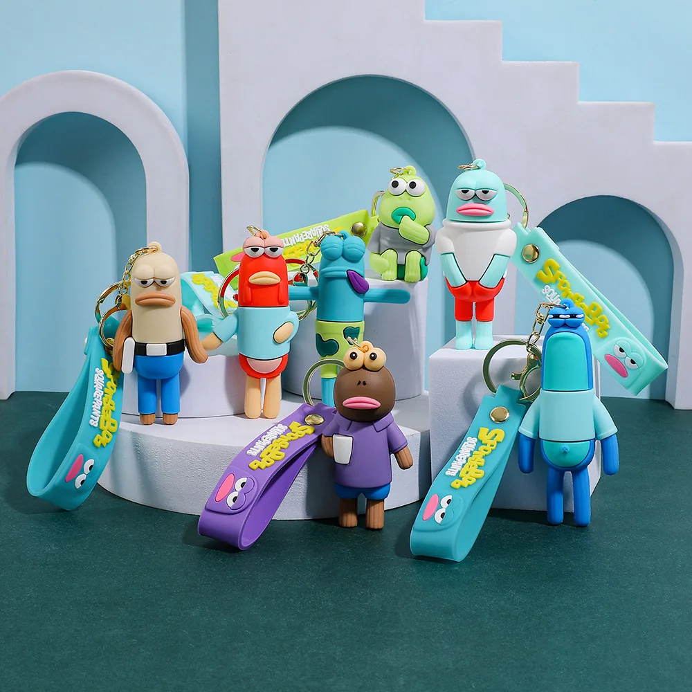 Bikini Bottom Residents Ugly Fish Keychain Biyeyu Series Pendant Car Bag Hanging Decoration Festival Gift Wholesale Colorful Toy
