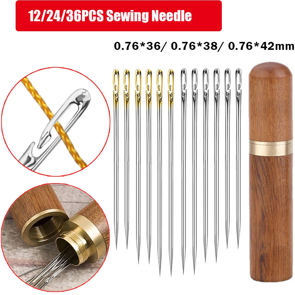 36/24/12Pcs Blind Sewing Needle Stainless Steel Multi-size Side Hand Household Sewing Needless Threading Apparel Sewing