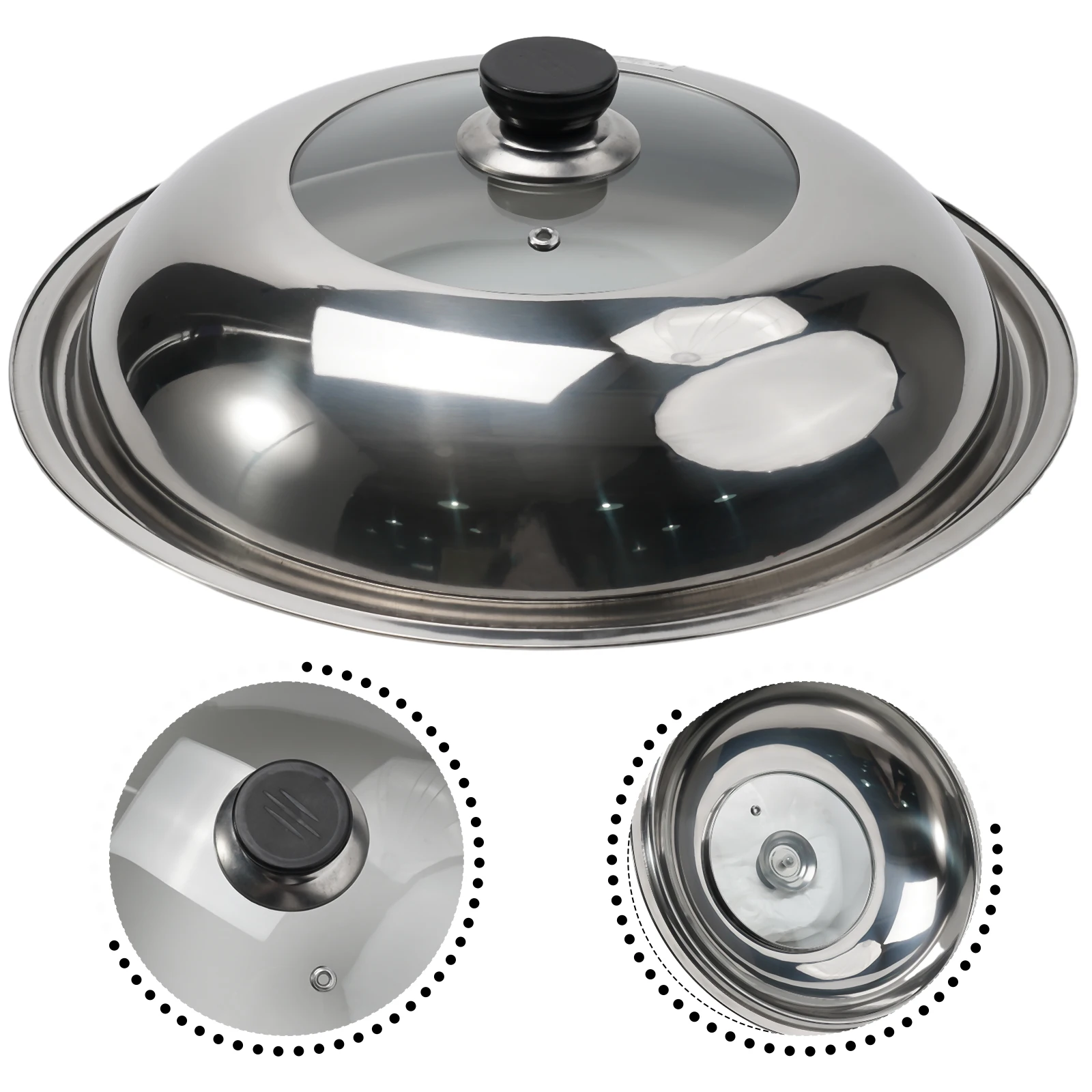 Wok Lid Pot Lid 28CM 30CM 32CM 34CM 36CM Kitchen Supplies Pot Lid Visible Combined Wok Cover Combined Vegetable Cover Brand New images - 6