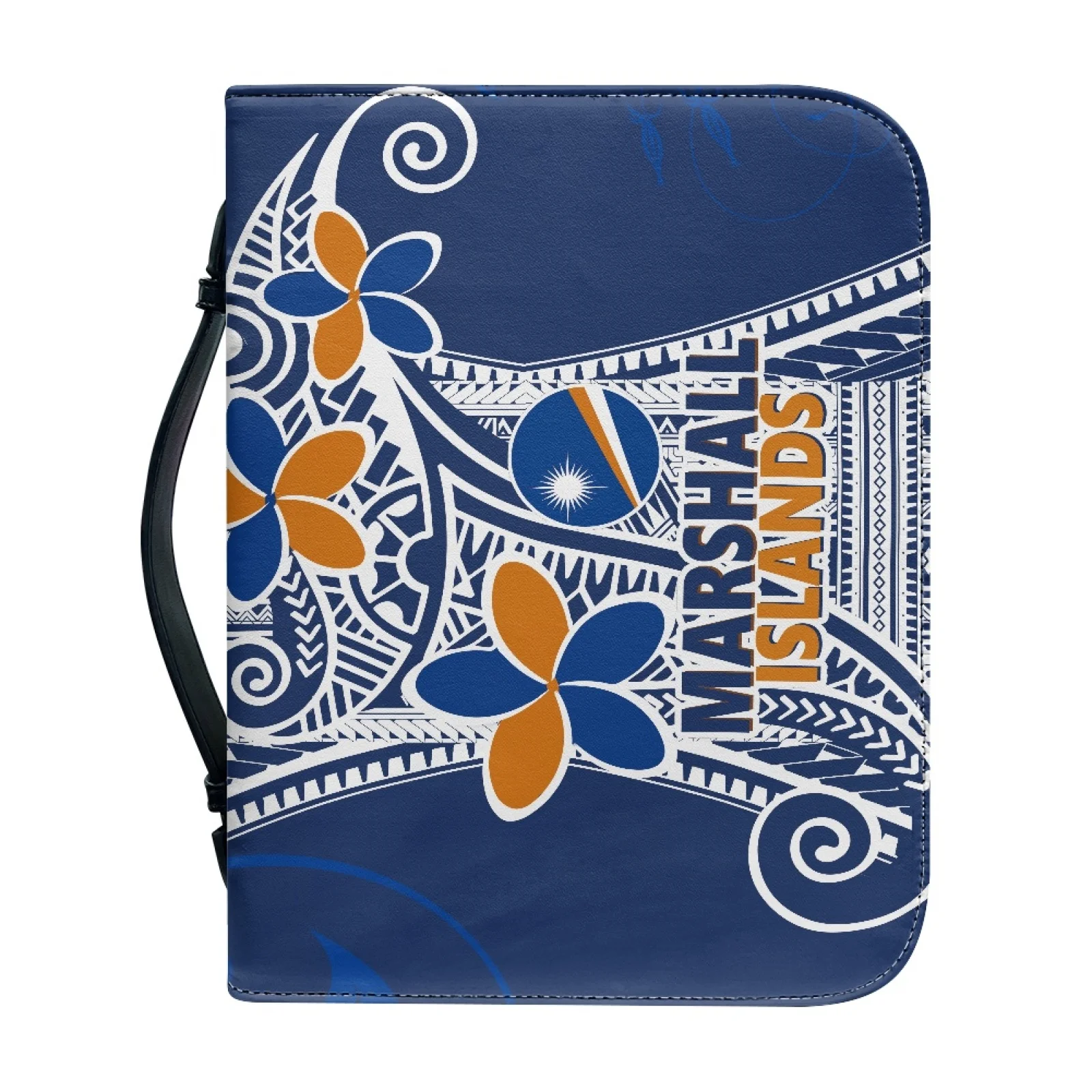XIXIRIMIDO Marshall Islands PU Leather Bible Covers, Large Capacity Zipper Protector for Bible Study and Christian Prayer