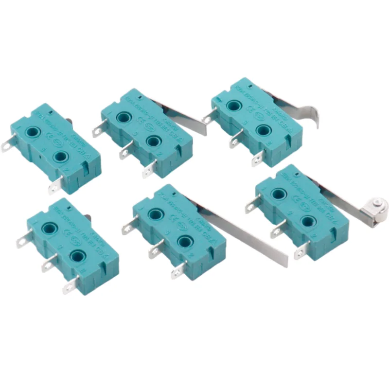 10pcs Silver Contact 5A250V Micro Switch KW12 3/2-Pin NO/NC Limit Switch Snap Action Push Micro Switch 16/25/28/53/21/17mm KW11