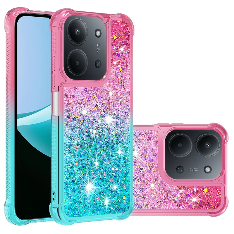Funda Quicksand para Xiaomi Redmi 15C 14C 13C 12C 10C Glitter Flash gradiente funda para Redmi 14R 13R 4G 5G funda de teléfono Fundas Coque
