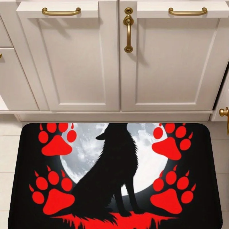 

1PC Wolf Kitchen Rug Non-Slip Door Mats Pop design Bathroom Rug Bath Mat Carpet for Home Sink Laundry Decor