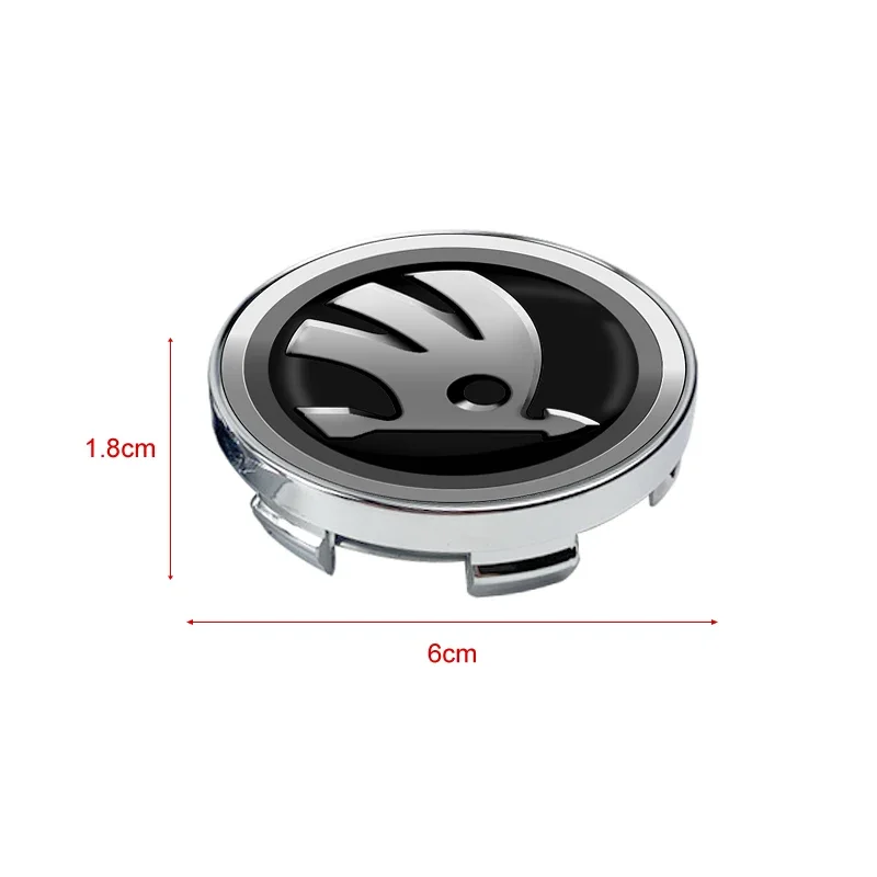 4PCS 60MM car hub center cover sticker wheel hub cover car decoration For Skoda Octavia Fabia Kamiq Kapoq Kodiaq Rapid SCALA