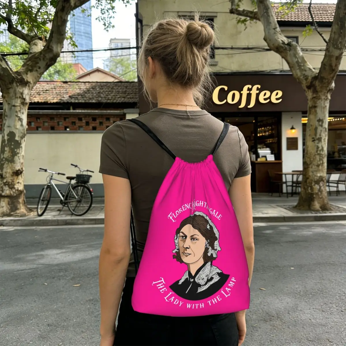 Florence Nightingale Nursing Pie Chart Pioneer Backpacks Casual Drawstring Bags Shoes Bag Book Bags for Travel School