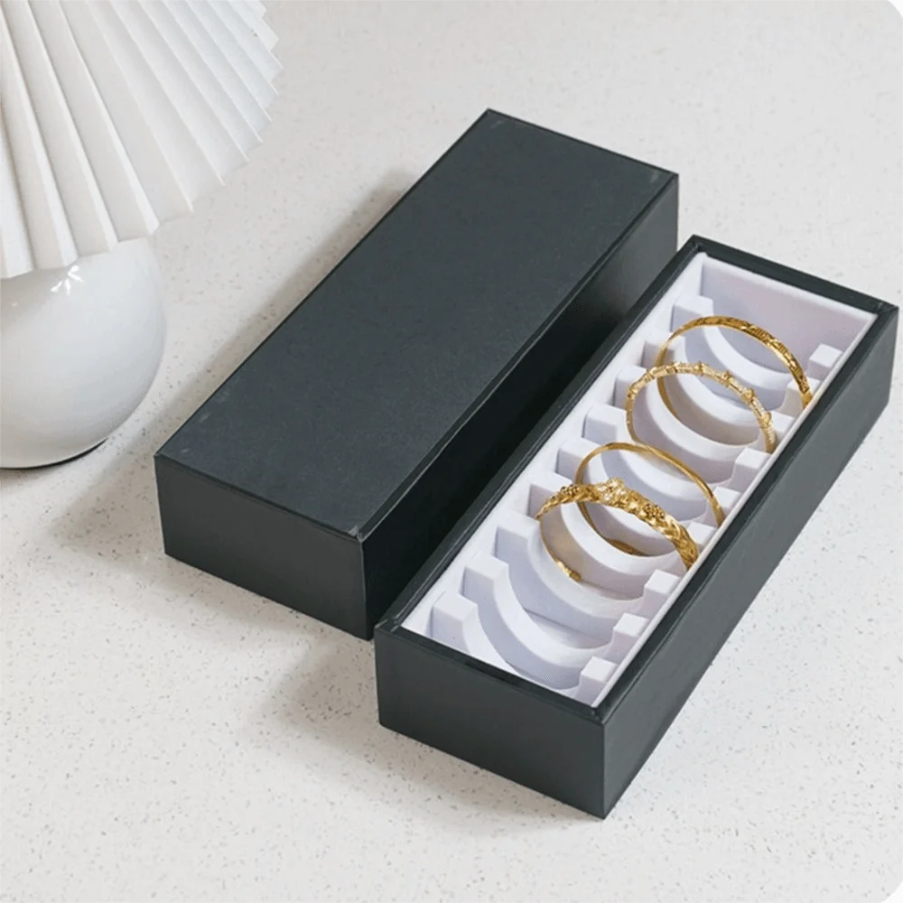 Elegant 10/40 Slots Bracelet Storage Tray No Lid PU Leather Bangle Holder Foam Divider Space Saving Jewelry Organizer Dresser