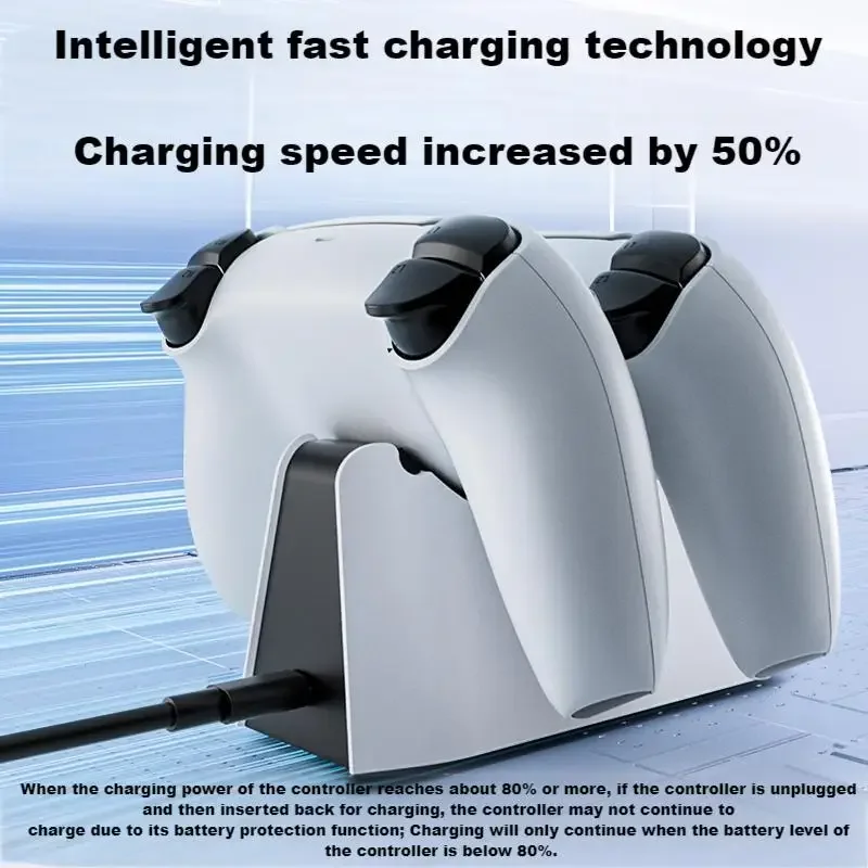 Aolion Dual Fast Charger for Playstation 5 Controller Charger Station Charging Cradle Dock Station With LED for PS5 Gamepads