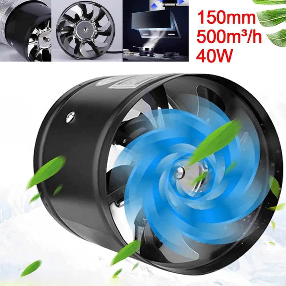 1 ensemble de ventilateurs d'extraction unidirectionnels de 150 mm, 600 m/h, utilisés pour la ventilation ou la dissipation de la chaleur dans les cuisines, les salons, les supermarchés, les hôtels et