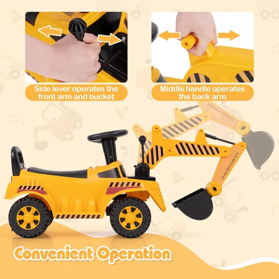 ركوب على حفارة ركوب على دفع السيارة للأطفال الصغار في الهواء الطلق حفر مغرفة مع مجرفة العمل تخزين ركوب على مركبة البناء f