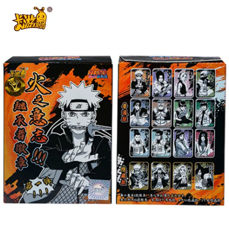 KAYOU Naruto Fire\'s Will Successor BadgeBR Card Full Set of Tinplate Badge Card Birthday Gift Genuine Anime Naruto Rare Card Box