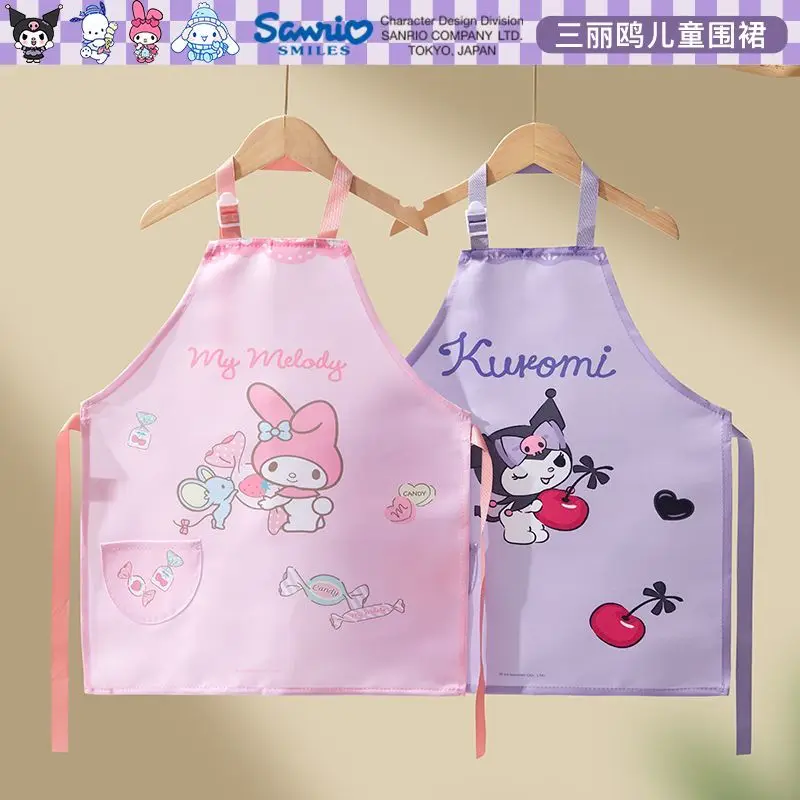 Sanrio Kuromi Cartoon Printed Apron Kitchen Supplies Cooking Household Wipeable Waterproof and Oilproof Housework Cleaning Gift