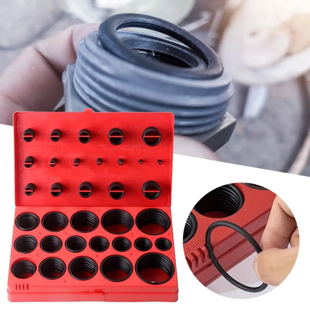 

419PCS Nitrile Rubber O-Ring Gaskets 34 Sorts Black Sealing Ring Assortment Kit Mixed Size Wear Resistant Metric Washer