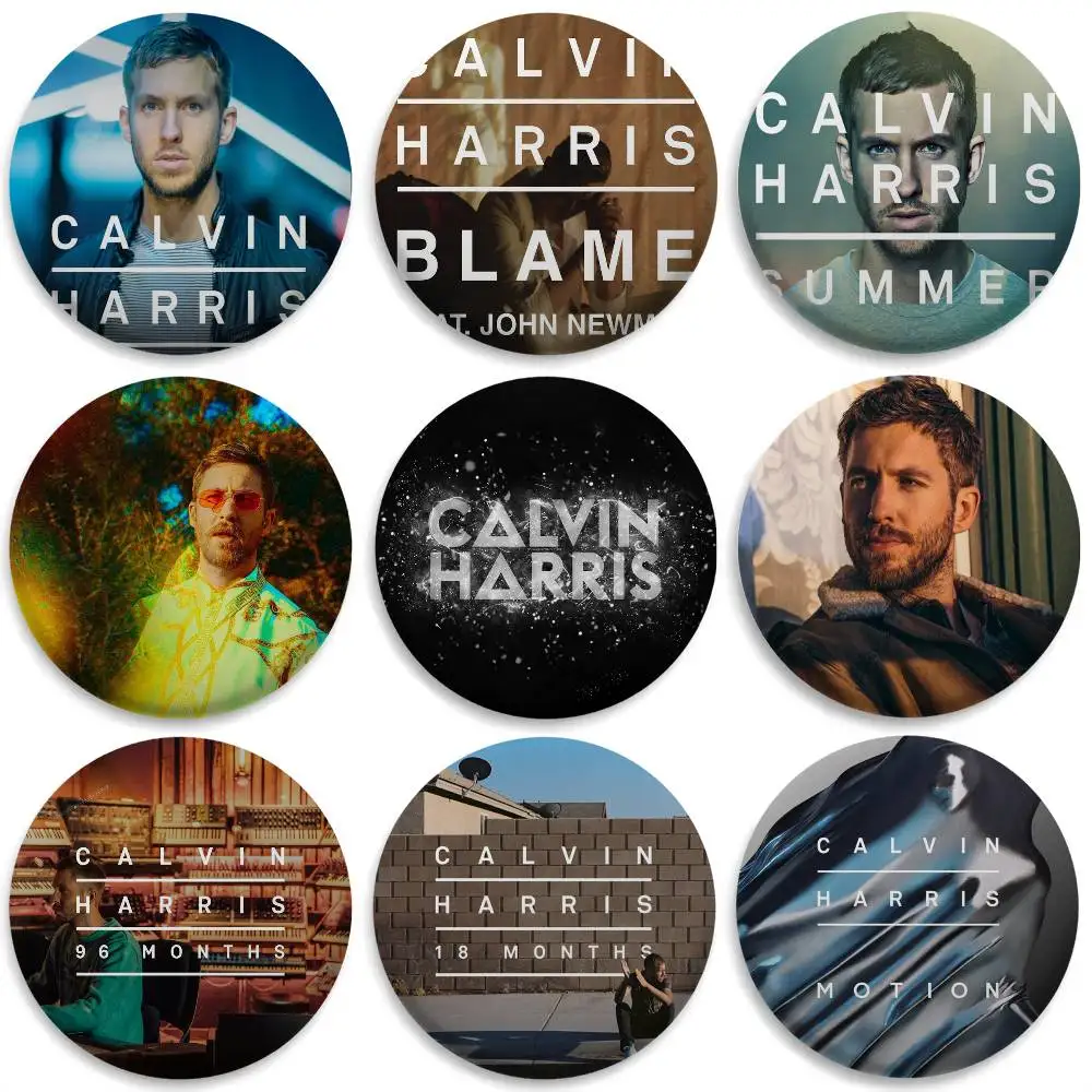 

C-Calvin H-Harris Singer Badges Round Exquisite Badge Brooches Creative Pins For Clothes Hat Backpack Gift Accessories
