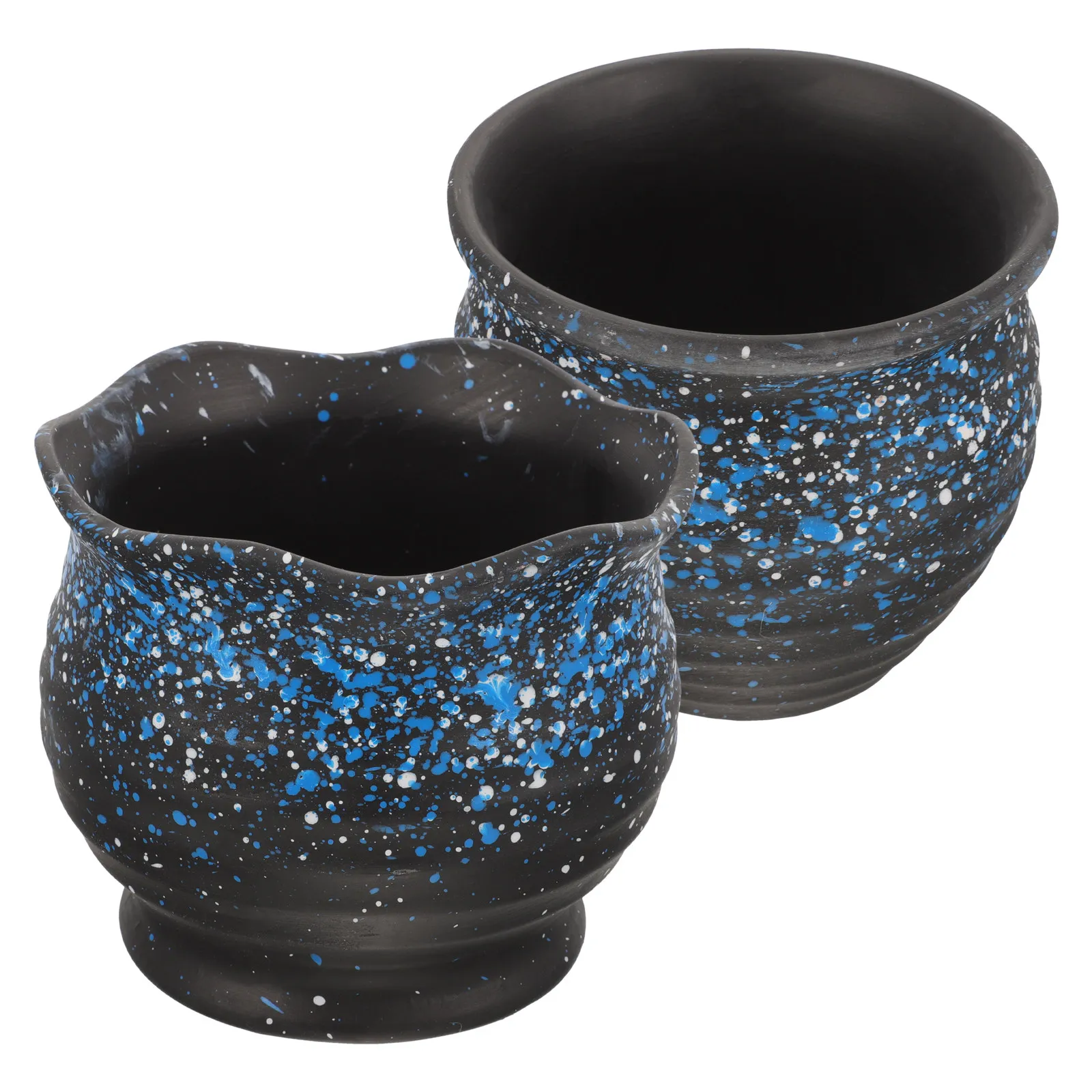 2Pcs Small Ceramic Succulent Planter for Windowsill Indoor Outdoor Use Creative Minimalist Design Texture Sky Pattern