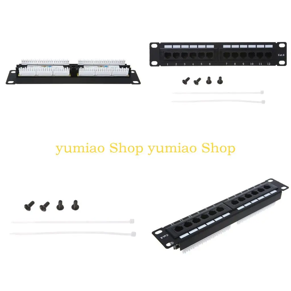 

587B 12-Port RJ45 Patch Panel Rack Mount Cable Management For Cat5e/Cat6 Ethernet