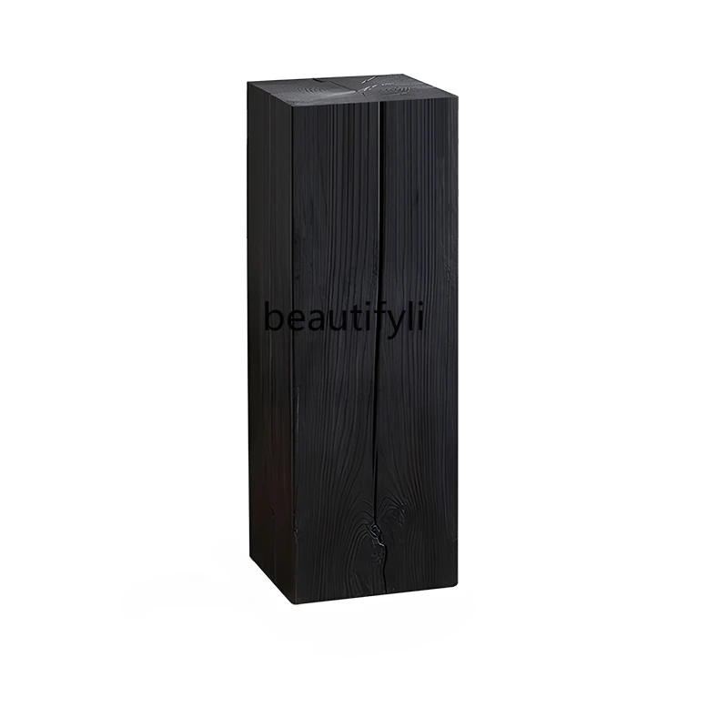 Solid Wood a Block of Wood Or Stone Bed & Breakfast Log Flower Stand Sculpture Display Stand Wooden Pile Base Decoration