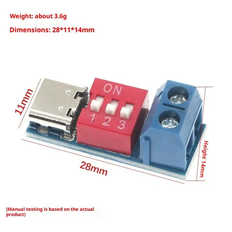 

Синяя тестовая плата PD для быстрой зарядки, 1/2/5 шт., тестер USB Type-C 5-20 В, регулируемый модуль триггера PD блока питания 100 Вт
