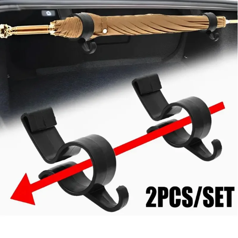 

2pcs Car Trunk Umbrella Holder Organizer Universal Trunk Umbrella Hook Clip Vehicle Hanger Internal Storage Auto Accessories