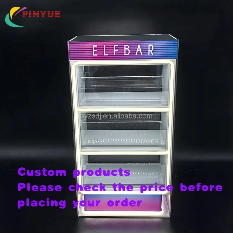 custom.Modern LED Rotating Detachable 3-Tier Acrylic Display Cabinet with Custom Retail Promotion