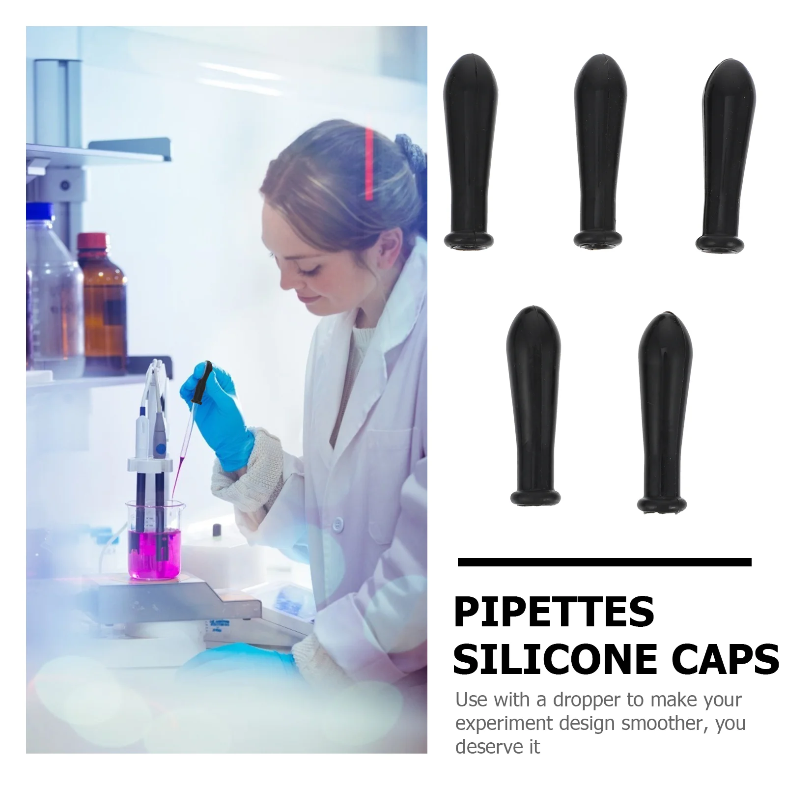 5 Pcs Silicone Dropper Cap Glass Droppers Tip Graduated Pipette Caps