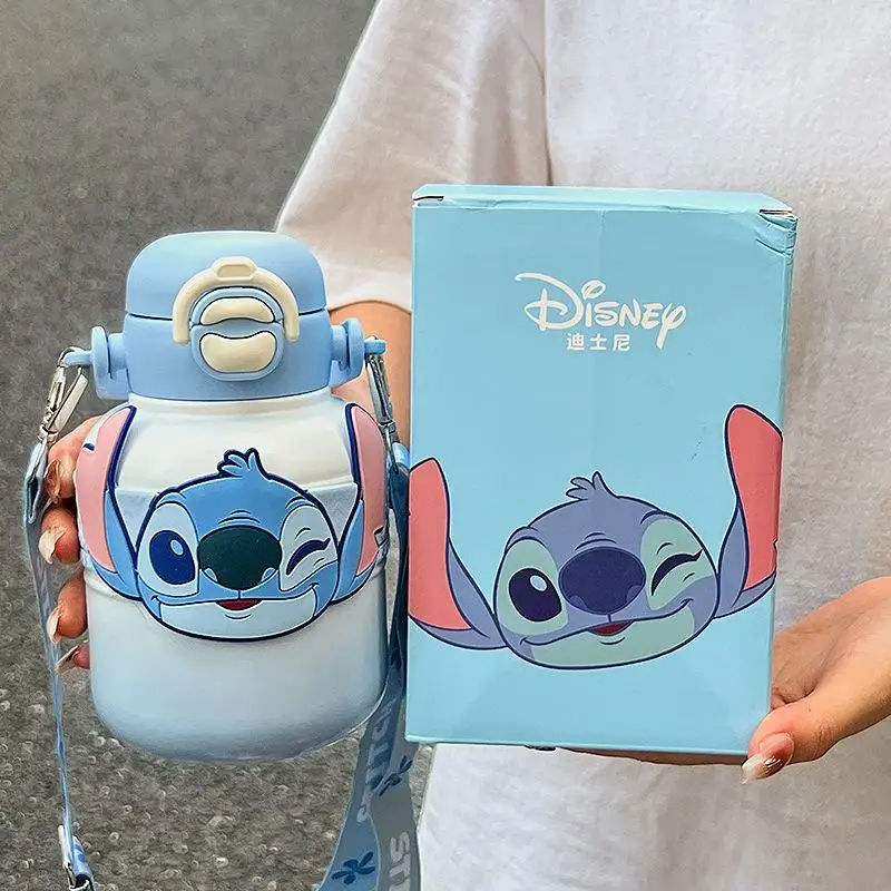 

Kawaii Stitch Mickey 316, изолированная чашка из нержавеющей стали с ручкой, соломенная чашка, мультяшная детская двойная чашка для питья большой емкости