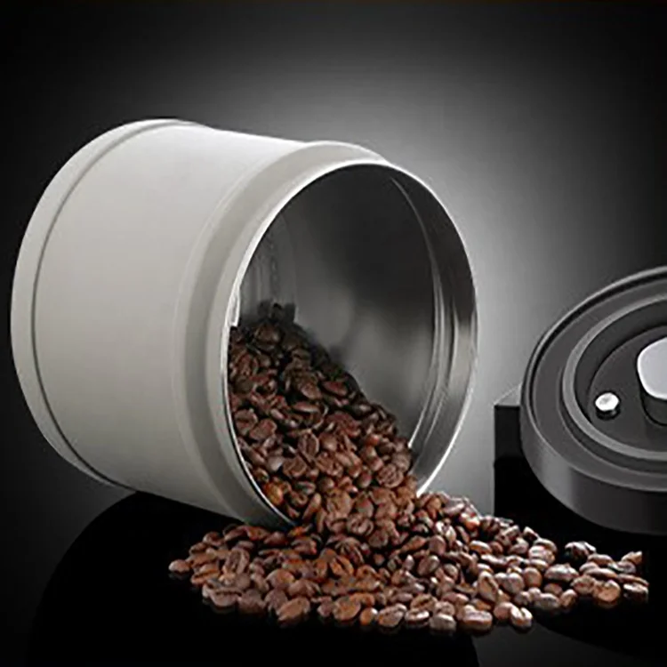 الخصومات للبيع! مكنسة من الفولاذ المقاوم للصدأ هش الفول الشاي الجاف البضائع الجوز التوابل حاويات تخزين القهوة مع صمام التفريغ #2