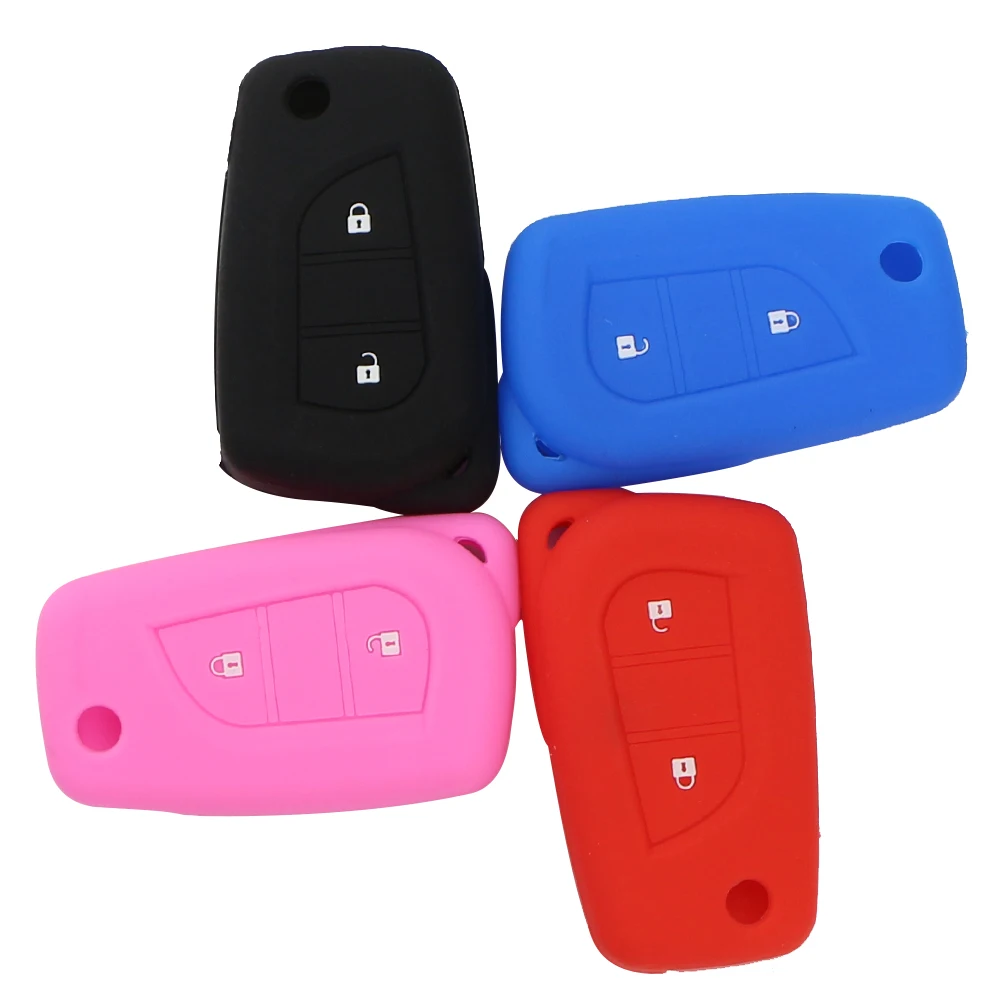 Funda de goma de silicona para llave de coche, Protector Fob para Toyota Aygo, Yaris, Highlander, Camry, RAV4, 2 botones