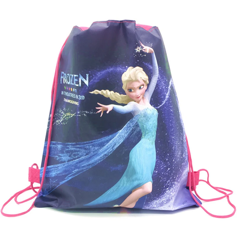 48/24/12/6pcs Disney Freezen Anna Elsa Snow Queen Princess Gift Bags Non-woven Drawstring Bags School Backpack Birthday Party