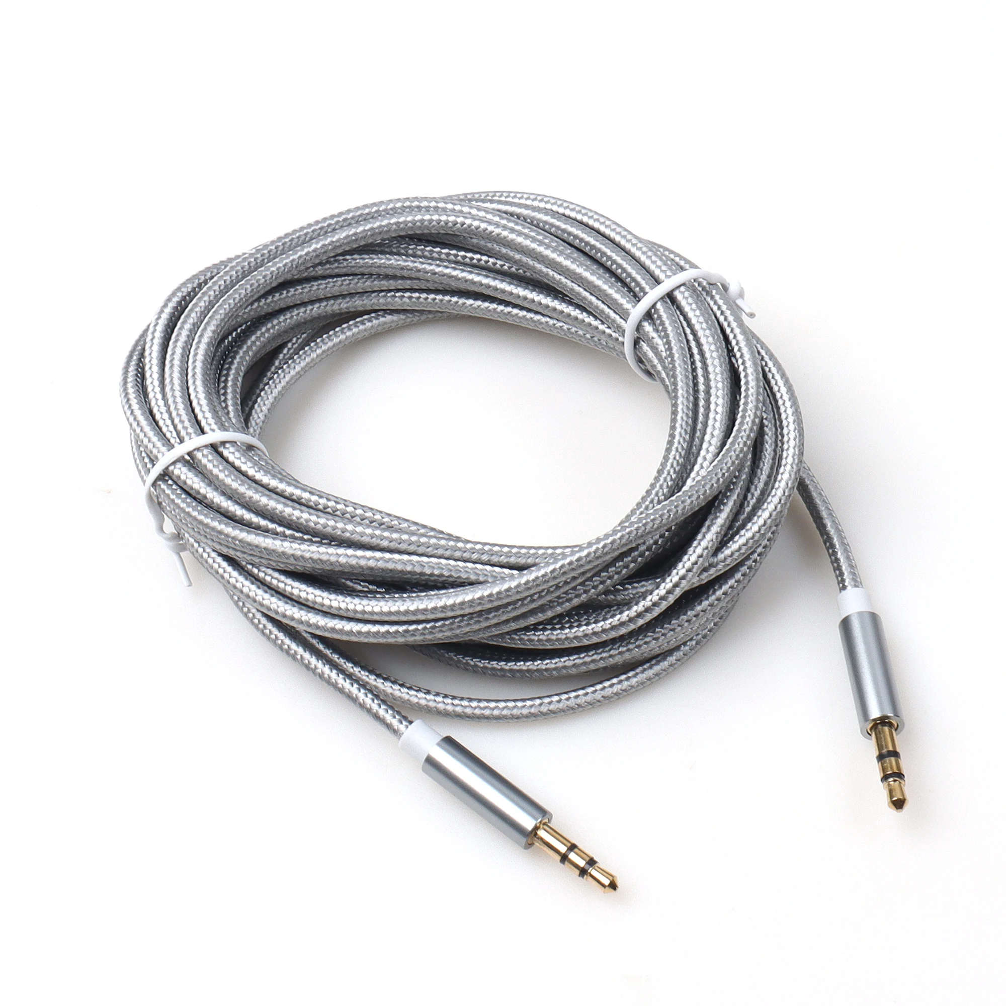

【LANO】Nylon Braid Extension Charging Power Cord Grey 3.5 mm Male to Male Stereo Snaked Audios Jack Aux Audio Video Speaker Cable