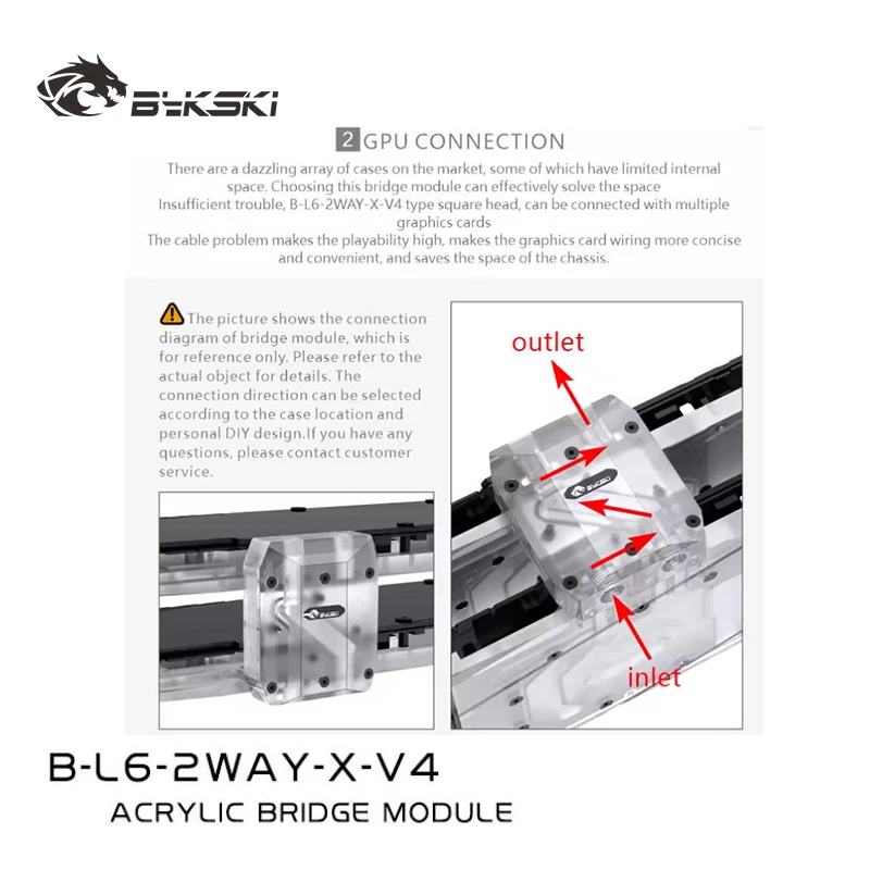 

Видеокарта Bykski B-L6-2WAY-X-V4, графический процессор, регулировка подключения водяного пути, мост, водяной блок, четырехъядерный процессор, терминал SLI/CF для графики
