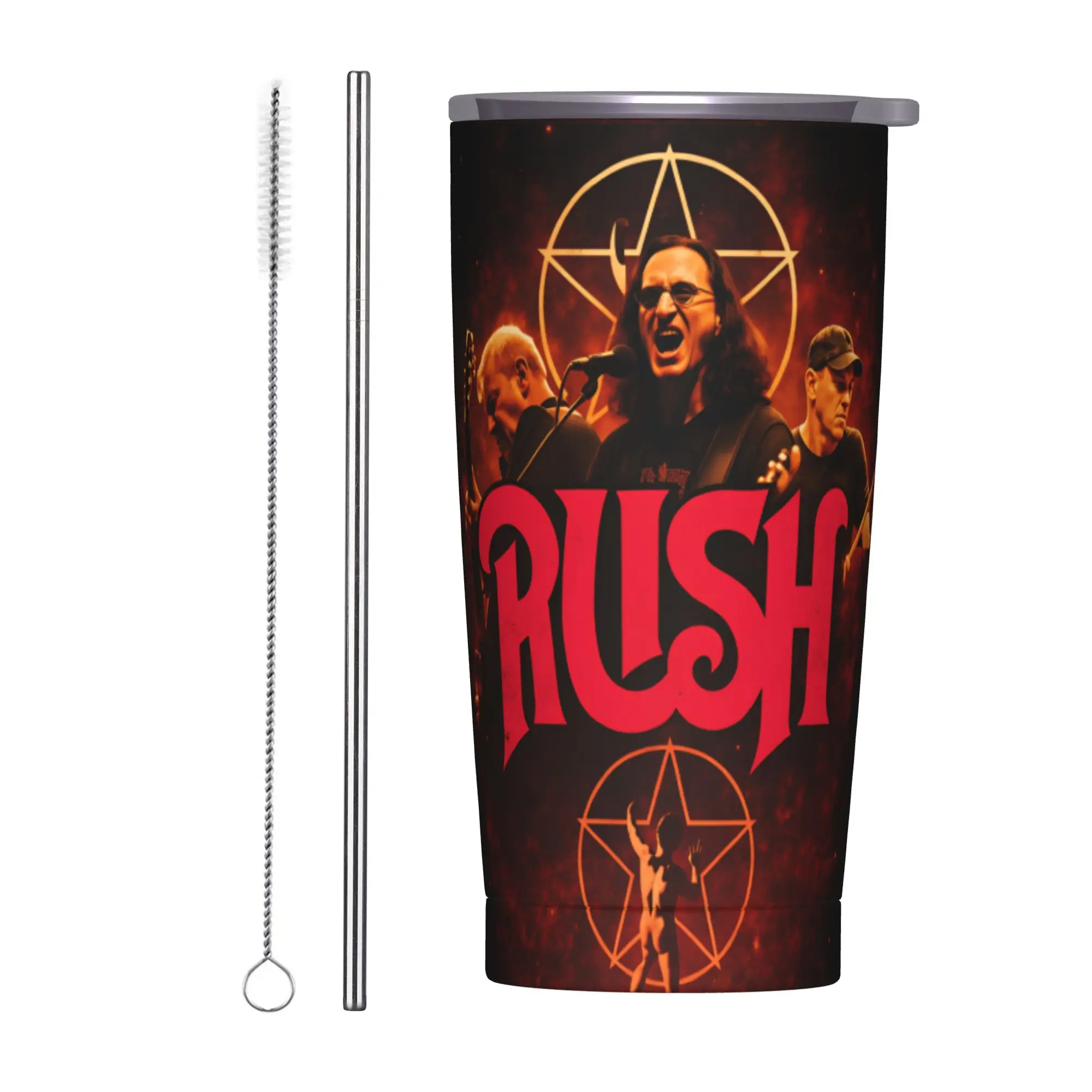 Stainless Steel Tumbler Rush Band Car Mugs With Straws  Driving Cold Drink Water Bottle Keep Heat Thermal Cups,