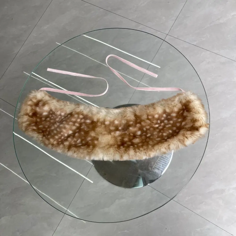 Thick Deer Pattern Faux Fur Scarf Warm Leg Cover Mink Fur Fake Collar Soft Fluffy Cozy Skin Friendly Reindeer Leg Warmers