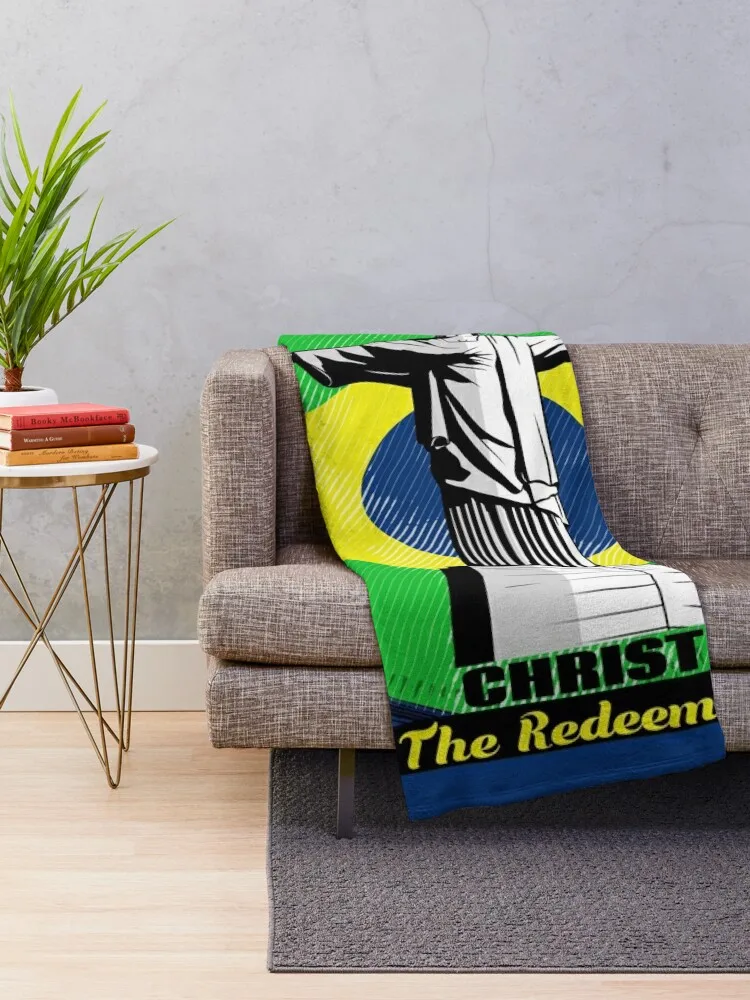 Christ the Redeemer Brazil Flag Throw Blanket Flannel Blankets For Sofas Bed covers Hairys Blankets