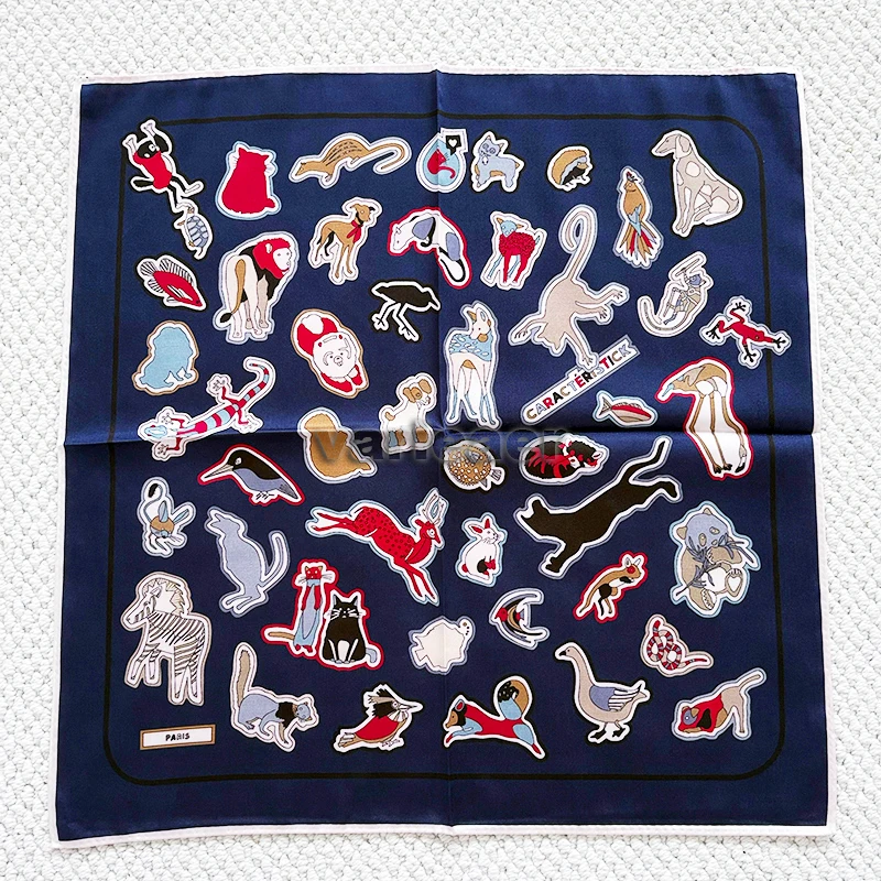 

Two Sided Print Silk Scarf 53cm Hand Rolled Edge Bandanas Twill Shawls Neck Head Accessories Bag Hand Decoration Love Gift