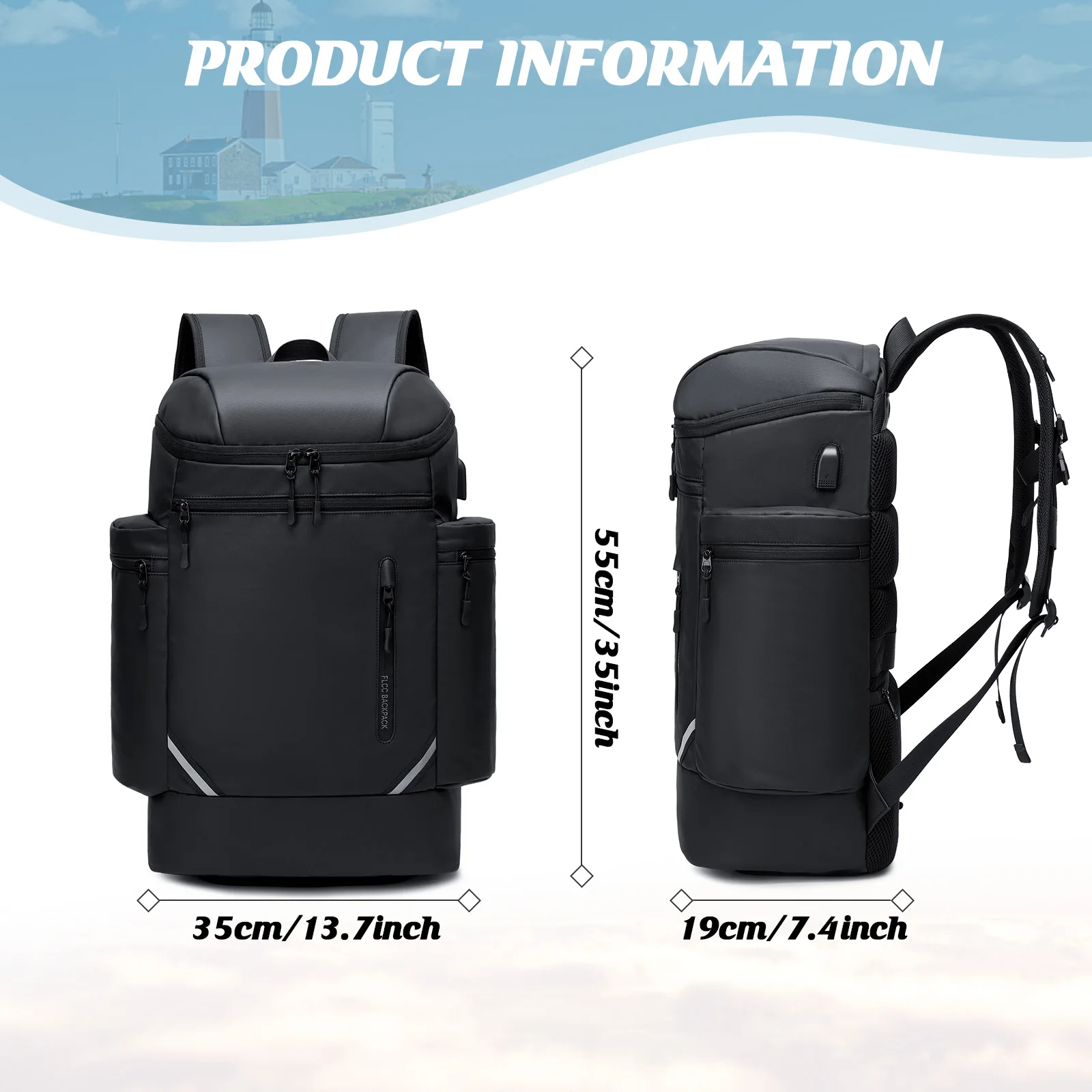 Men\'s Extra Large Travel Backpack for Short Day Trip Outdoor Exercise Bag Waterproof Laptop Backpack Vacuum Compression Backpack