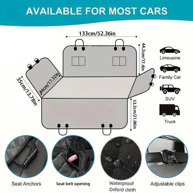 Ideal Car seat Cover, Upgrade Your Car Seats with this Waterproof, Scratch-Resistant Dog Hammock Cover! 4