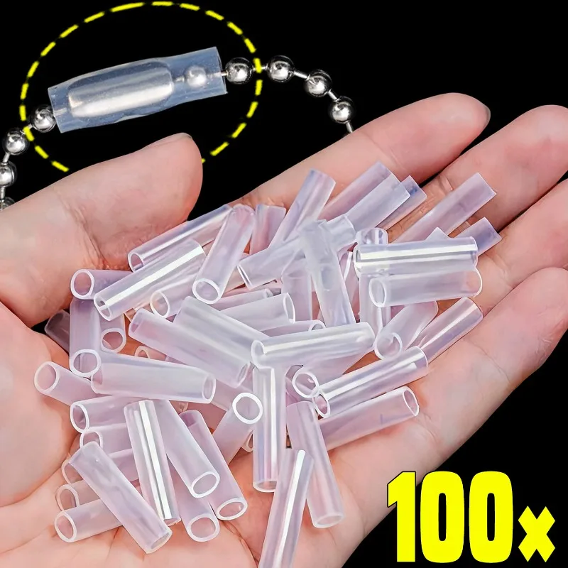 

10/100Pcs Anti-lost Bead Chain Cover Transparent Plastic Keychain Protector Cover Versatile Cylinder Ornament Jewelry Protector