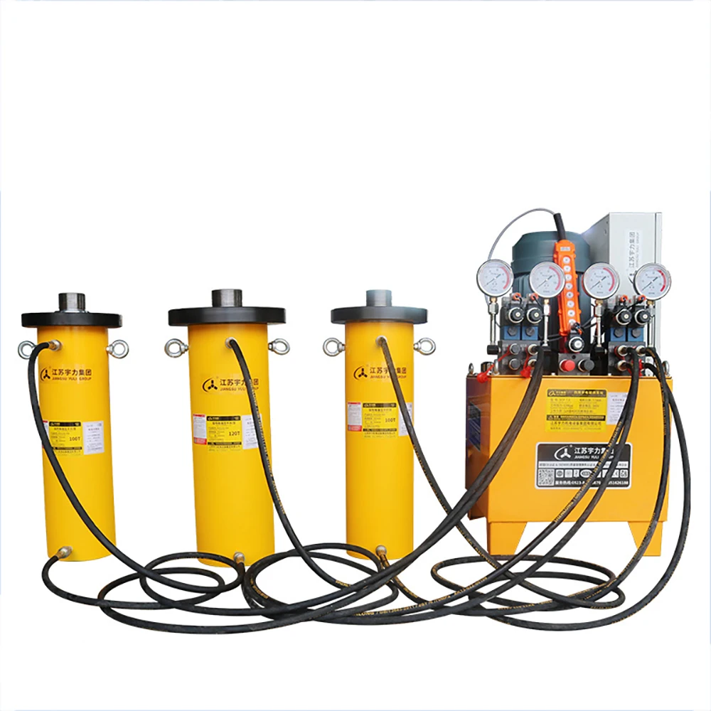 Electric hydraulic jack long stroke separated large tonnage bridge synchronous PLC synchronous oil cylinder