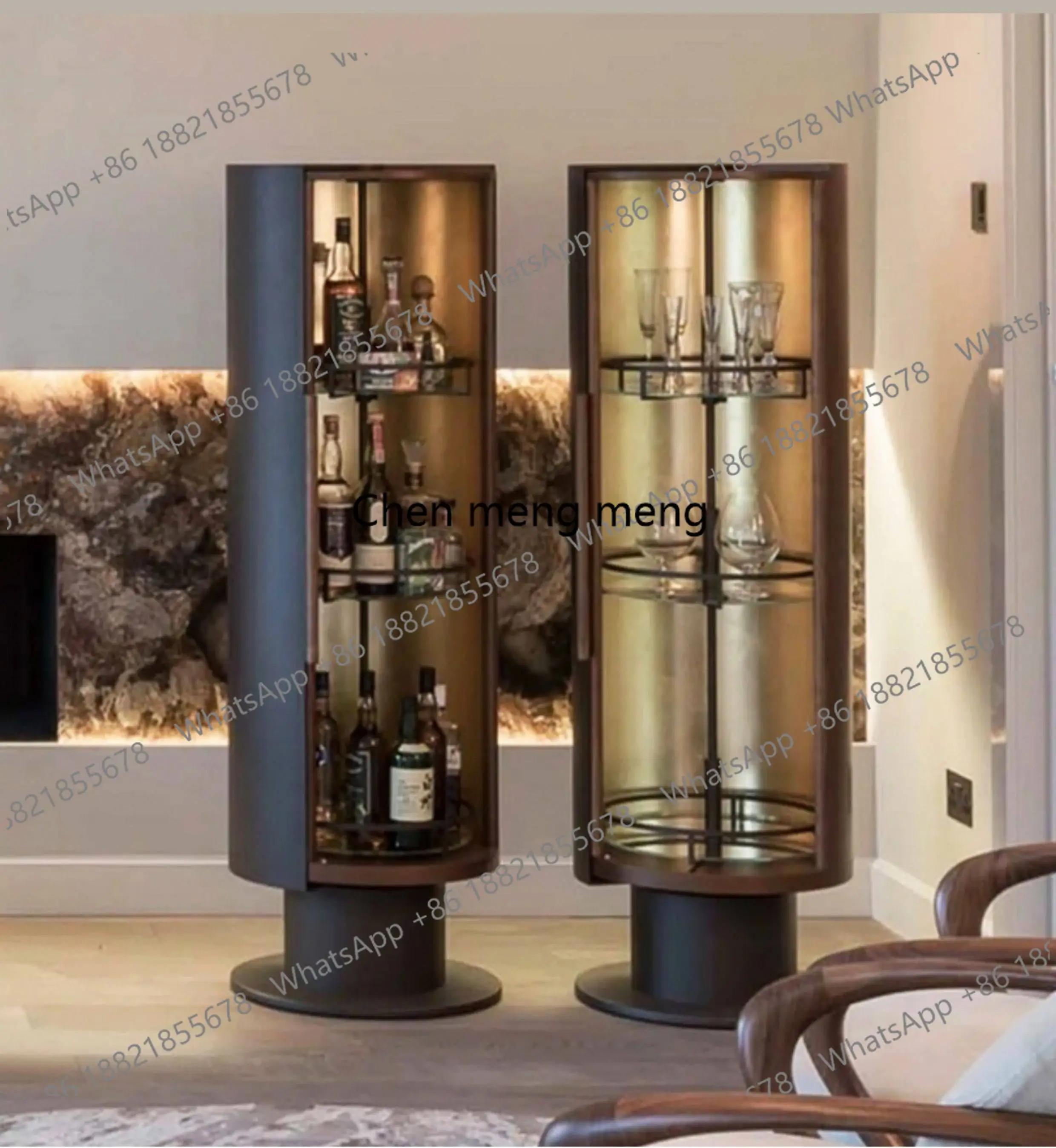 Italian Rotating Wooden Wine Cabinet Light Luxury Living Room Designer Wine Cabinet Modern Home Bar Furniture Barschrank