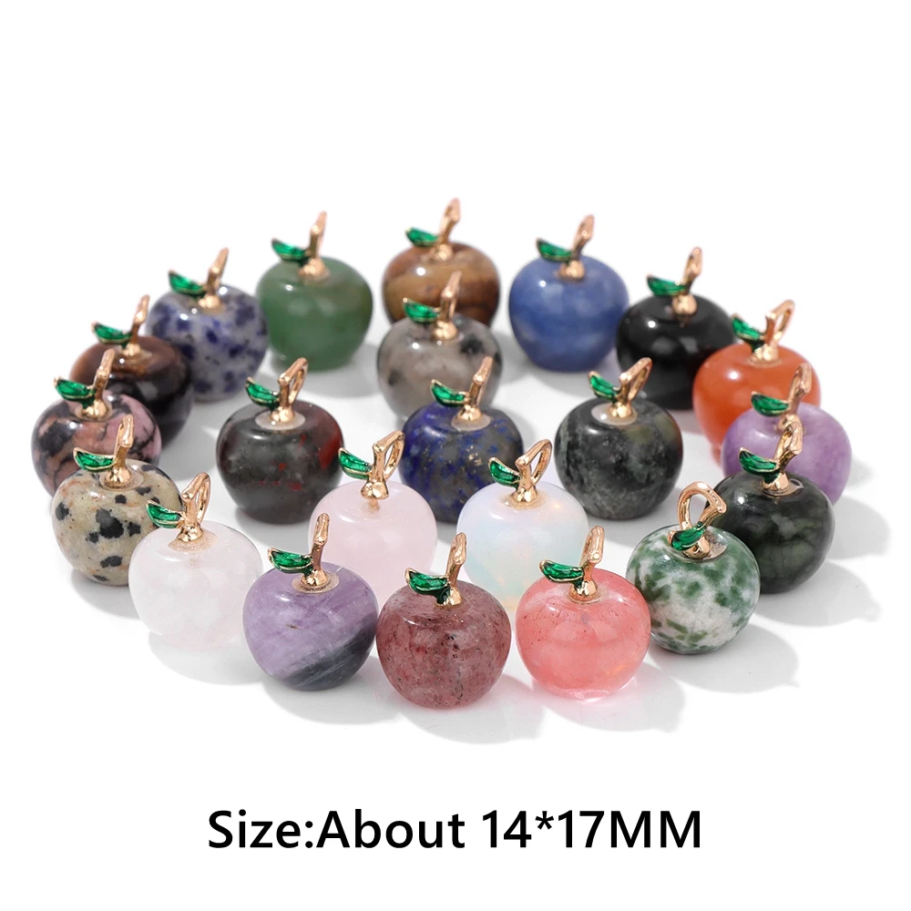 Natural Stone Apple Shape Gems Pendants Opal Rose Quartzs Lapis Lazuli Pendant Healing Yoga Home Decoration Making DIY Jewelry