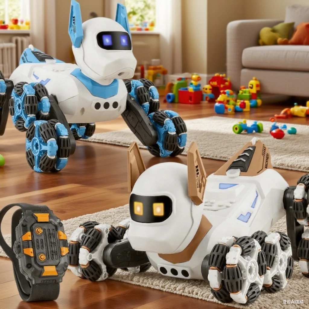 

Rc Stunt Car 8-Wheel Mechanical Robot Dog with Lights Spray for Kids Remote Gesture Sensing Control Electronic Pet Toy Car