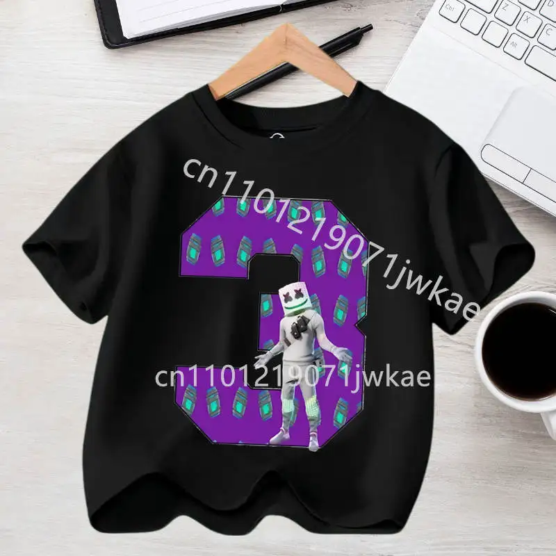 Fortnites Kids T-shirts Birthday Number 1-9 Printed T-shirt Boys Summer Casual Short Sleeves Sports Tops Children's Clothing